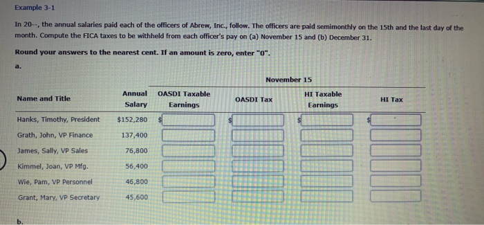 Solved Example 3-1 In 20., the annual salaries paid each of | Chegg.com