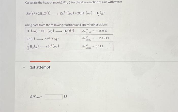 Solved Calculate the heat change (AHrxn) for the slow | Chegg.com