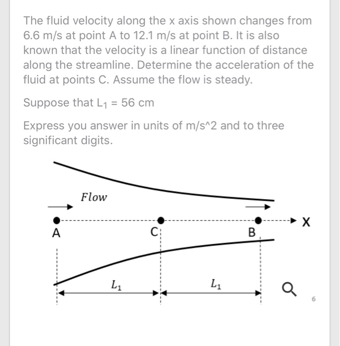 Solved The fluid velocity along the x axis shown changes | Chegg.com