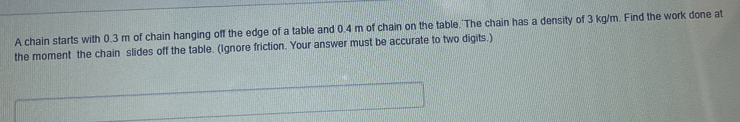 Solved A chain starts with 0.3 ﻿m of chain hanging off the | Chegg.com