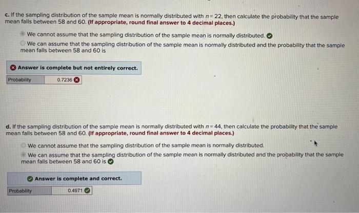 If the sampling distribution of the sample mean is | Chegg.com