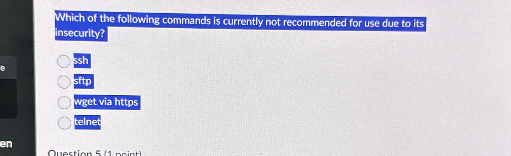 Solved Which of the following commands is currently not | Chegg.com