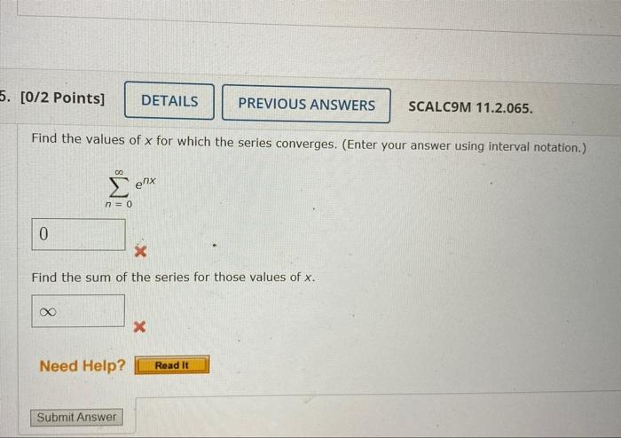 Solved 5. [0/2 Points] DETAILS PREVIOUS ANSWERS SCALC9M | Chegg.com