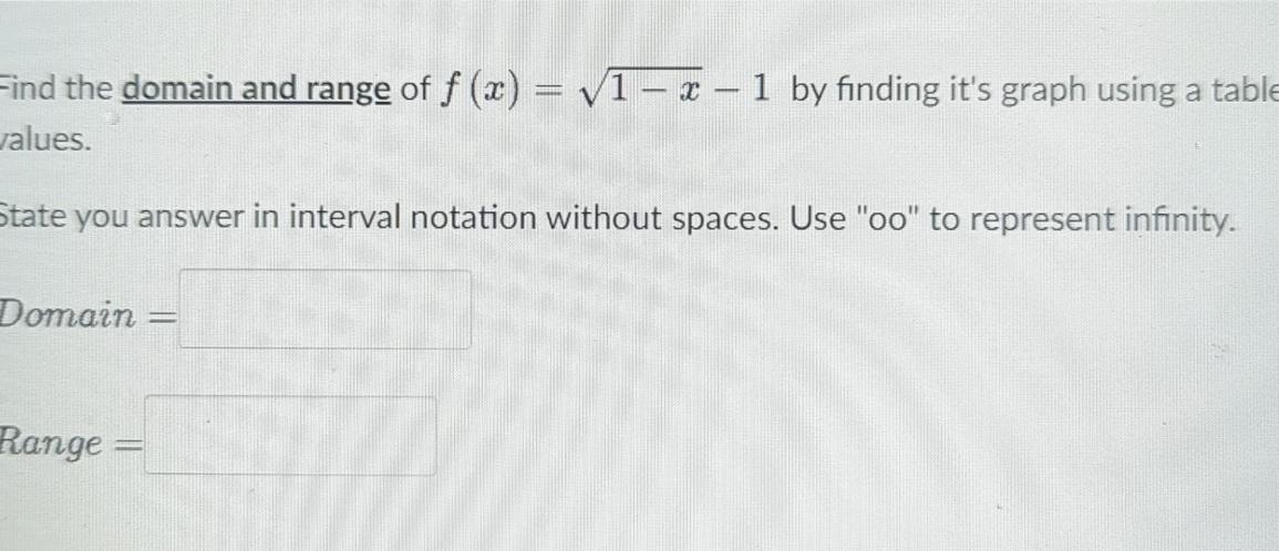 find domain and range of f x )= 1 1 x2