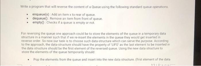 Solved structure is last element of the queue) Pop the | Chegg.com