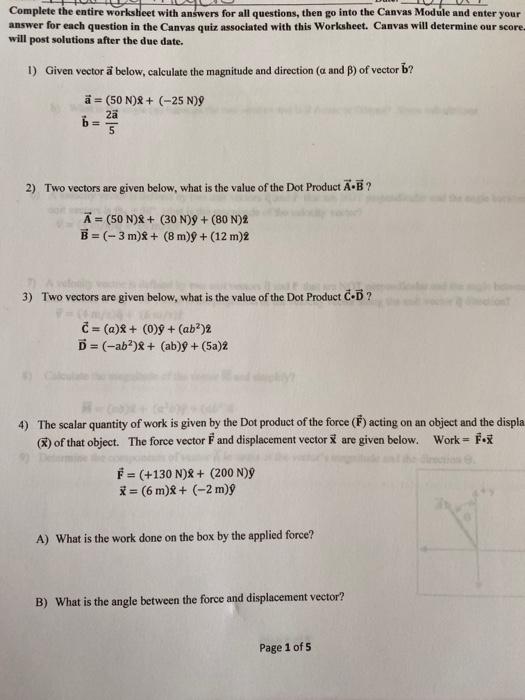 Solved Complete The Entire Worksheet With Answers For All Chegg Com