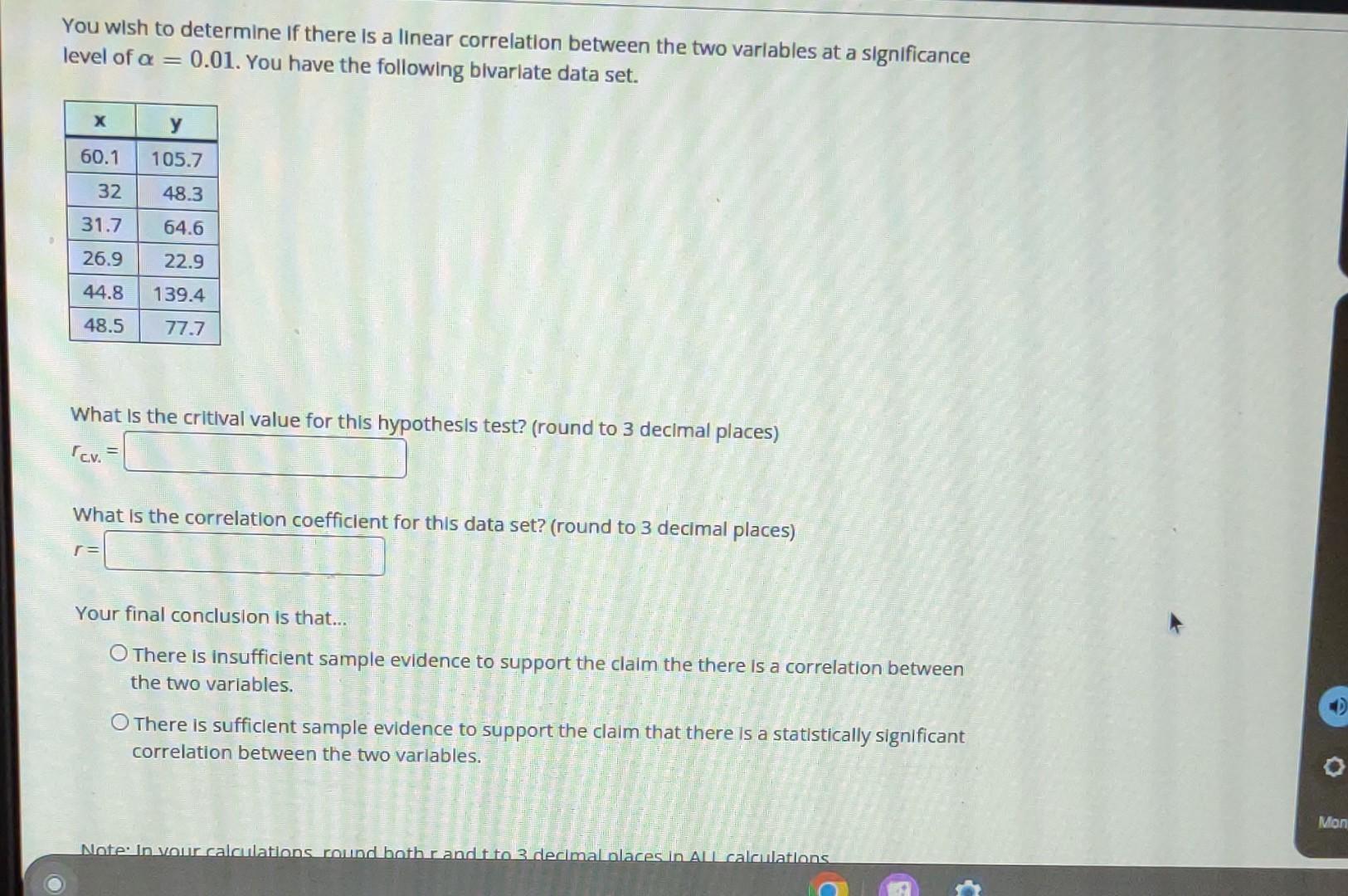 Solved You wish to determine if there is a linear | Chegg.com