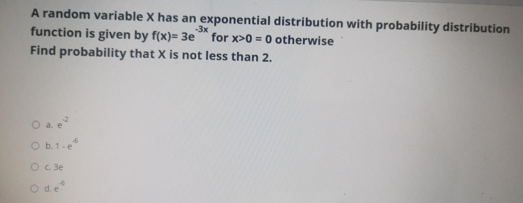Solved A random variable X has an exponential distribution | Chegg.com