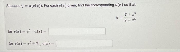 Solved Suppose y=u(v(x)). For each v(x) given, find the | Chegg.com