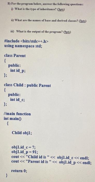 Solved B) For The Program Below, Answer The Following | Chegg.com