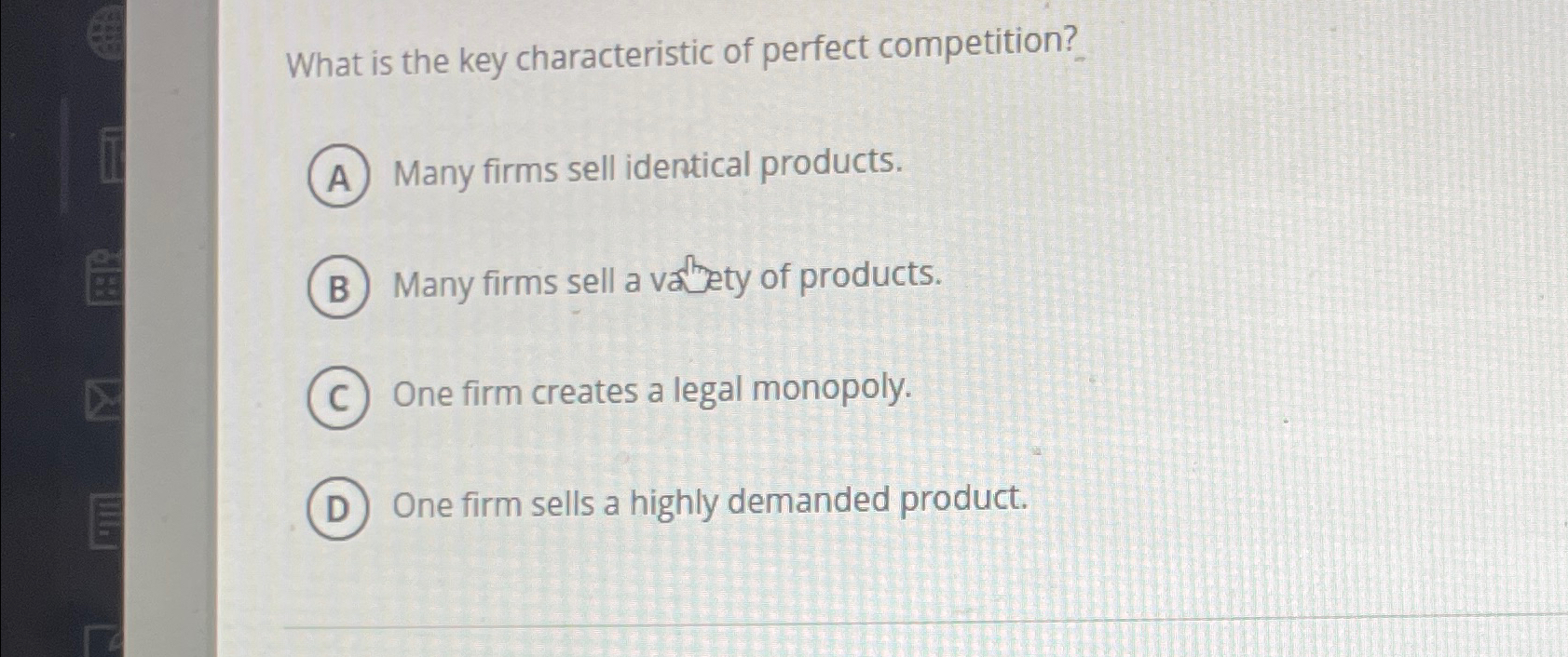 Solved What is the key characteristic of perfect | Chegg.com