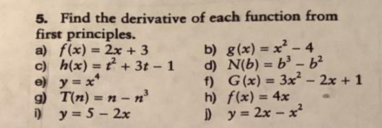 Solved Find the derivative of each function from first | Chegg.com
