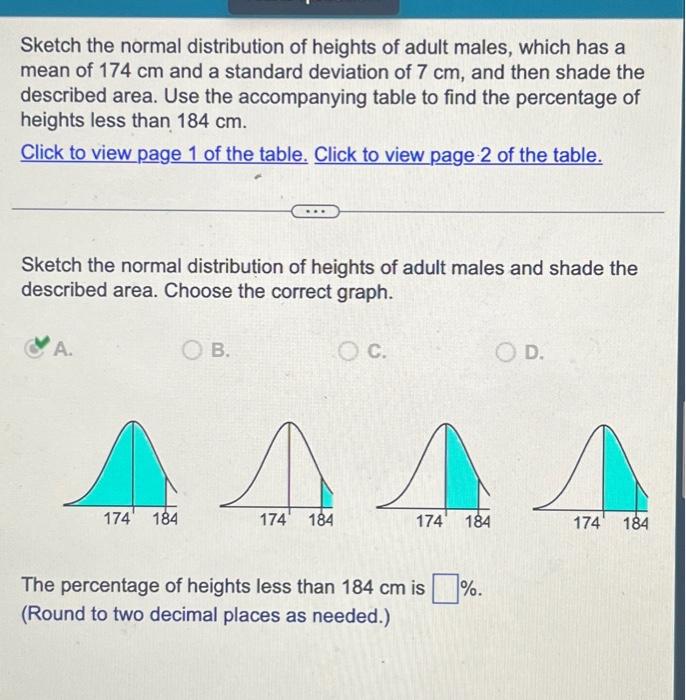 Solved Sketch the normal distribution of heights of adult | Chegg.com
