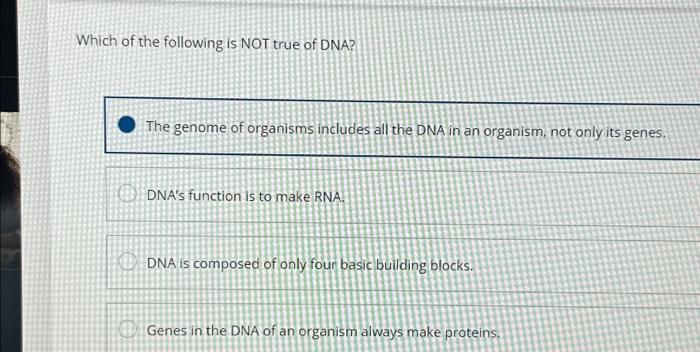 Solved Which of the following is NOT true of DNA? The genome | Chegg.com