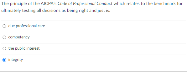 Solved The principle of the AICPA's Code of Professional | Chegg.com