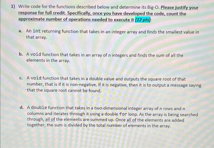 Solved 1) Write code for the functions described below and | Chegg.com