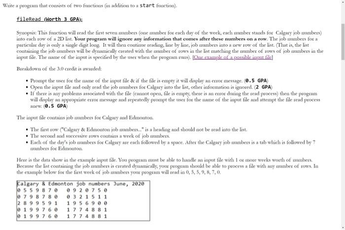 Solved fileRead Worth 3 GPA Synopsis This function will