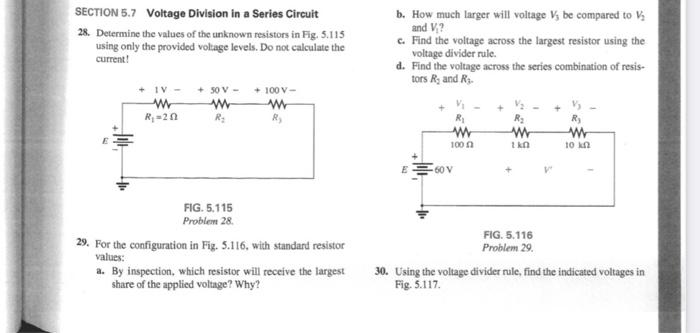 Solved SECTION 5.7 Voltage Division In A Series Circuit 28. | Chegg.com