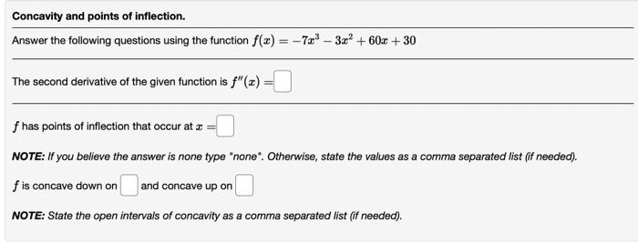 Solved Concavity and points of inflection. Answer the | Chegg.com