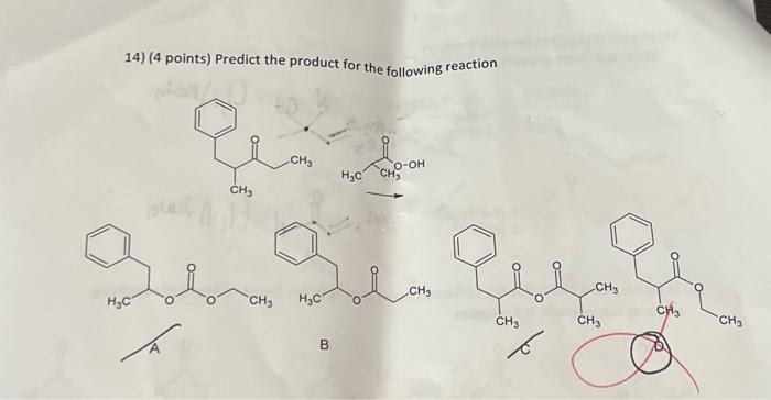 Solved 14) (4 Points) Predict The Product For The Following | Chegg.com