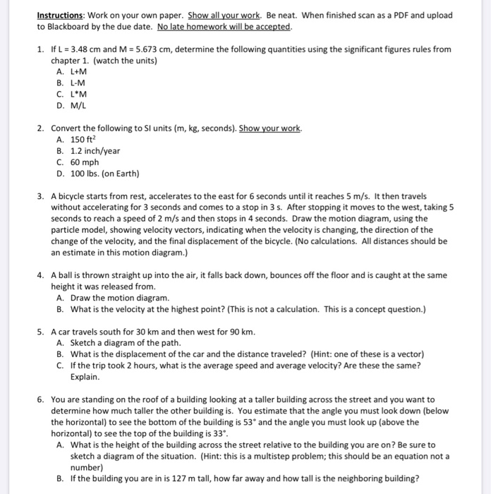 Solved Instructions: Work on your own paper. Show all your | Chegg.com