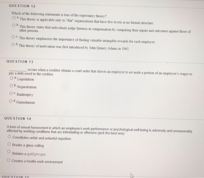 Solved QUESTION 12 Which Of The Following Statements Is True | Chegg.com