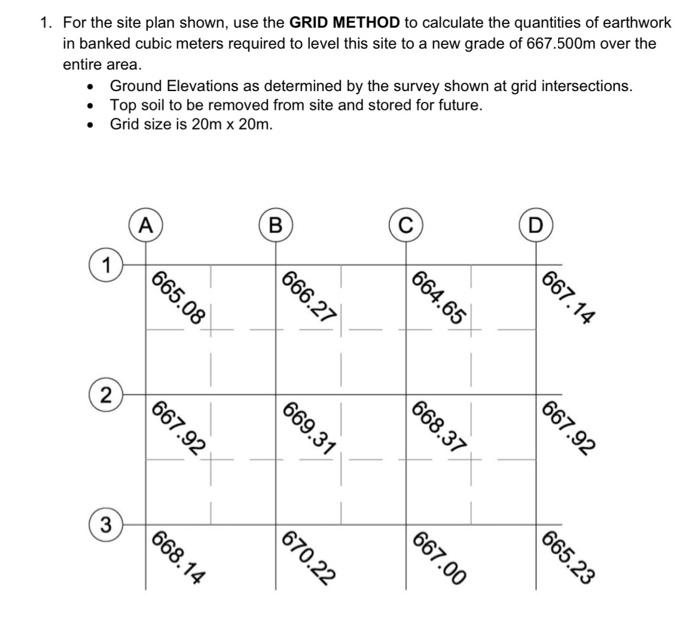 Solved 1. For the site plan shown, use the GRID METHOD to | Chegg.com