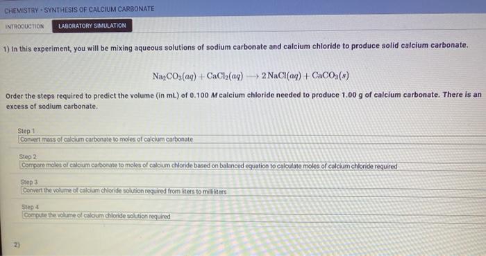 Solved CHEMISTRY - SYNTHESIS OF CALCIUM CARBONATE | Chegg.com