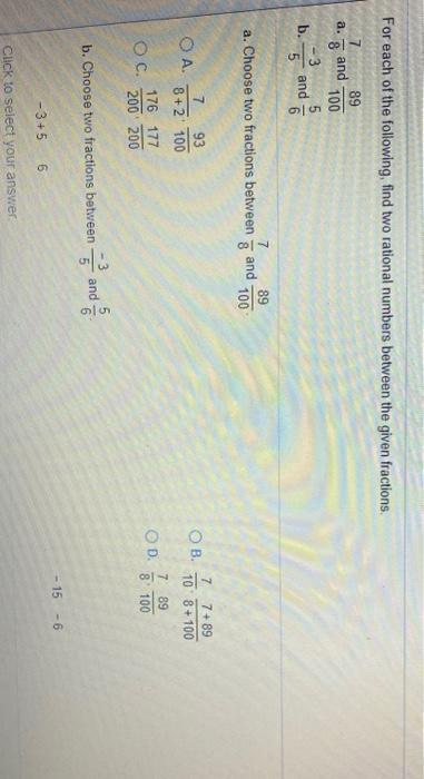 Solved For each of the following, find two rational numbers | Chegg.com