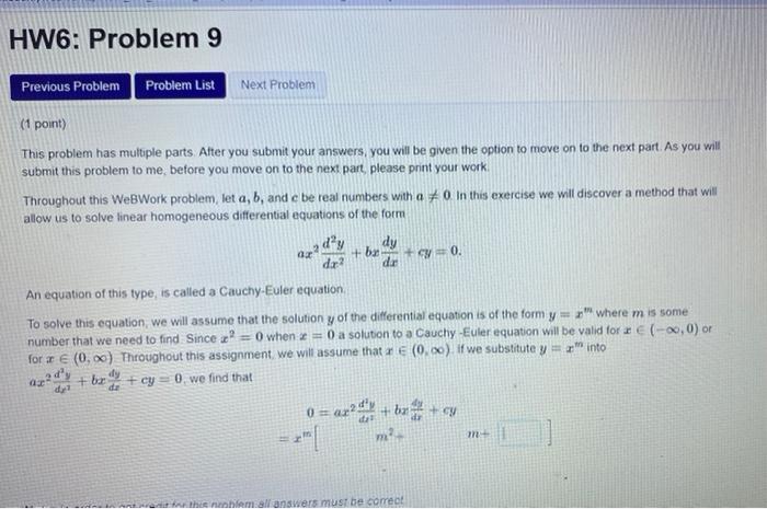 Solved This problem has multiple parts After you submit your | Chegg.com