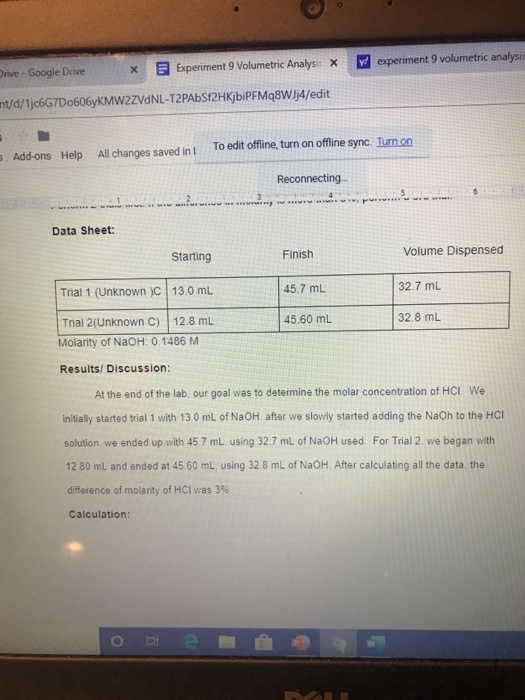 a volumetric analysis experiment 9