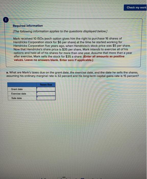 Solved Check my work Required information [The following | Chegg.com
