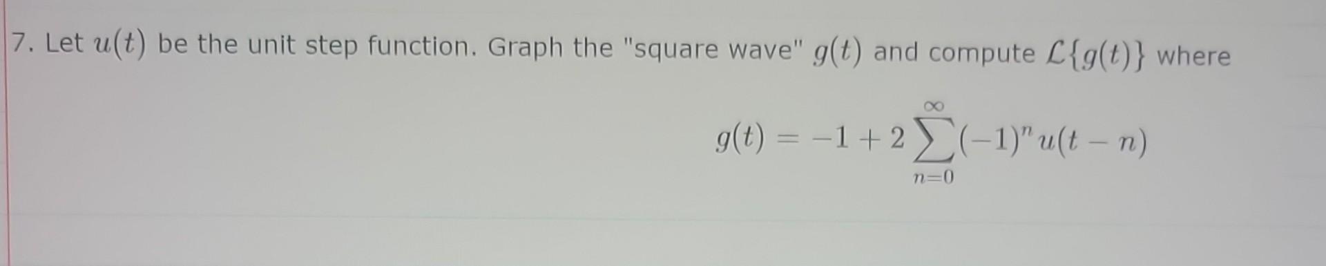 Solved 7. Let u(t) be the unit step function. Graph the | Chegg.com