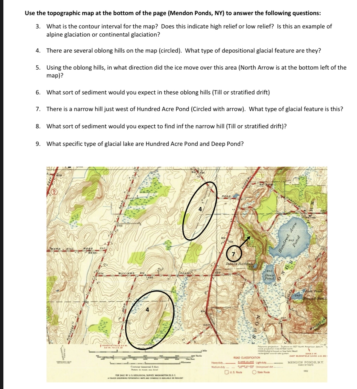 Solved Use the topographic map at the bottom of the page | Chegg.com