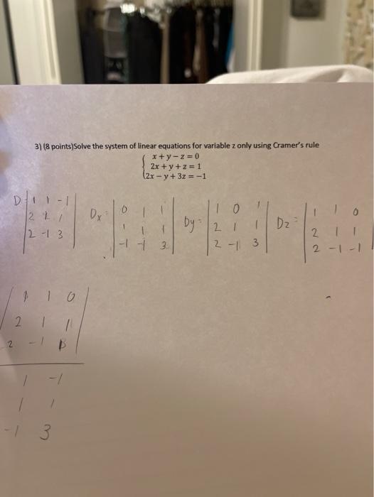 Solved 3 8 Points Solve The System Of Linear Equations For Chegg Com