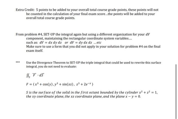 Solved Extra Credit: 5 points to be added to your overall | Chegg.com