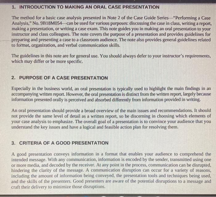 case study oral presentation