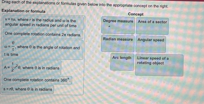 Solved Drag each of the explanations or formulas given below | Chegg.com