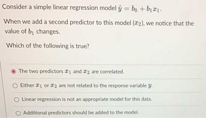 Solved Consider a simple linear regression model ý = bo + b | Chegg.com