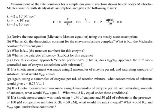 Solved Measurement of the rate constants for a simple | Chegg.com