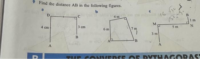 Solved 9 Find The Distance AB In The Following Figures. A B | Chegg.com