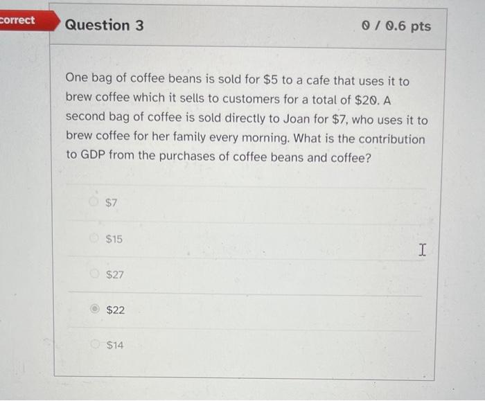 [Solved] correct Question 3 One bag of coffee beans is sold