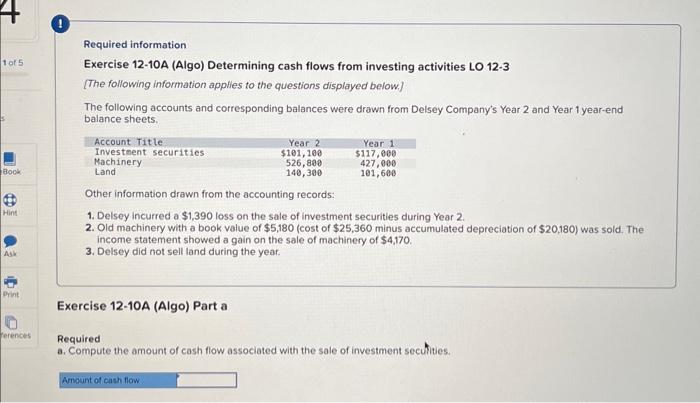 Solved Required Information Exercise 12-10A (Algo) | Chegg.com