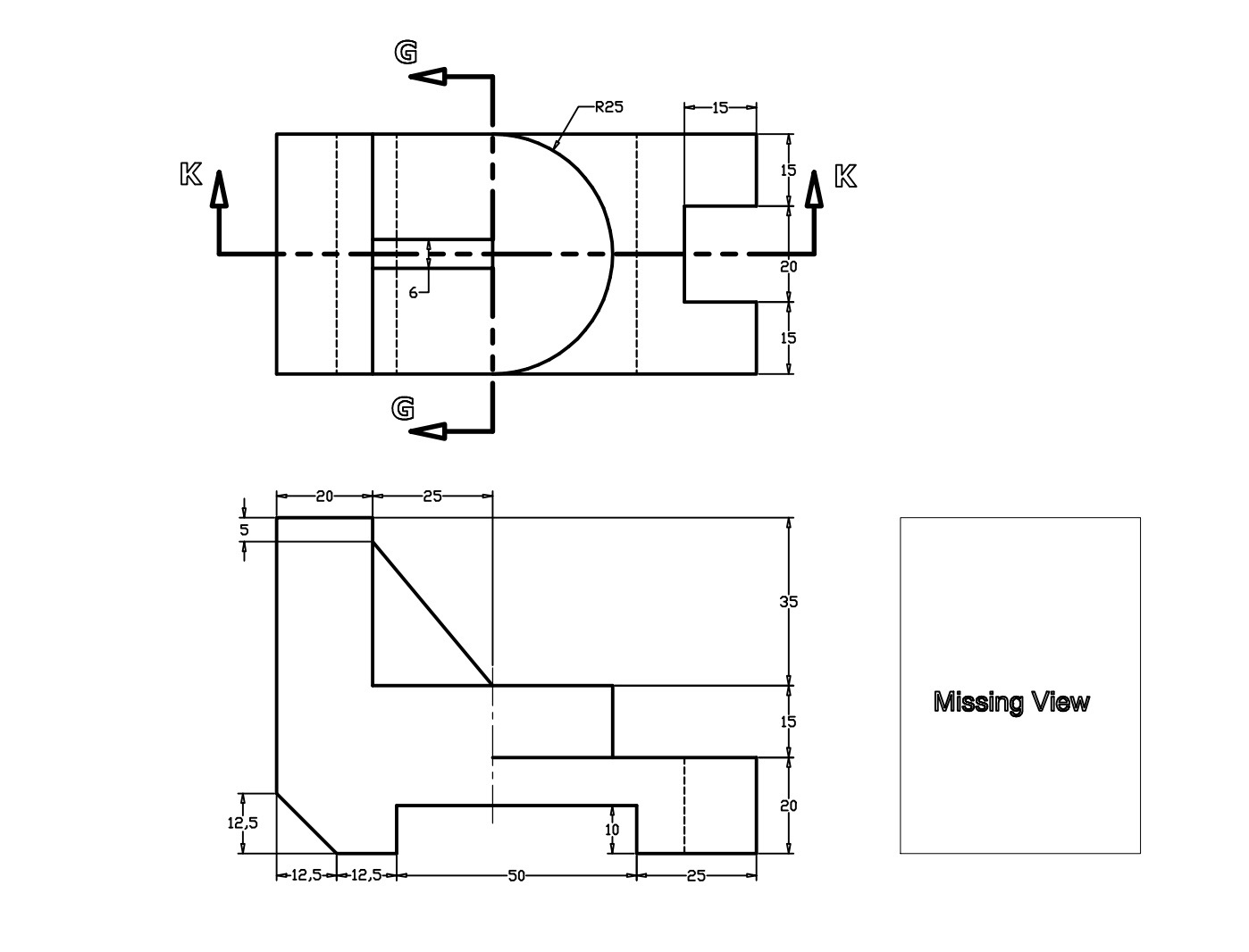 Solved Use AutoCAD to draw the Orthographic views including | Chegg.com