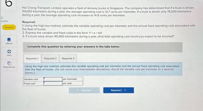 Solved Hoi Chong Transport, Limited, operates a fleet of | Chegg.com