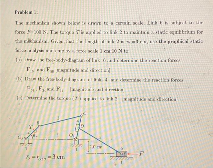 Solved Problem 1: The mechanism shown below is drawn to a | Chegg.com