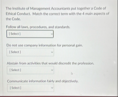 Solved The Institute of Management Accountants put together | Chegg.com