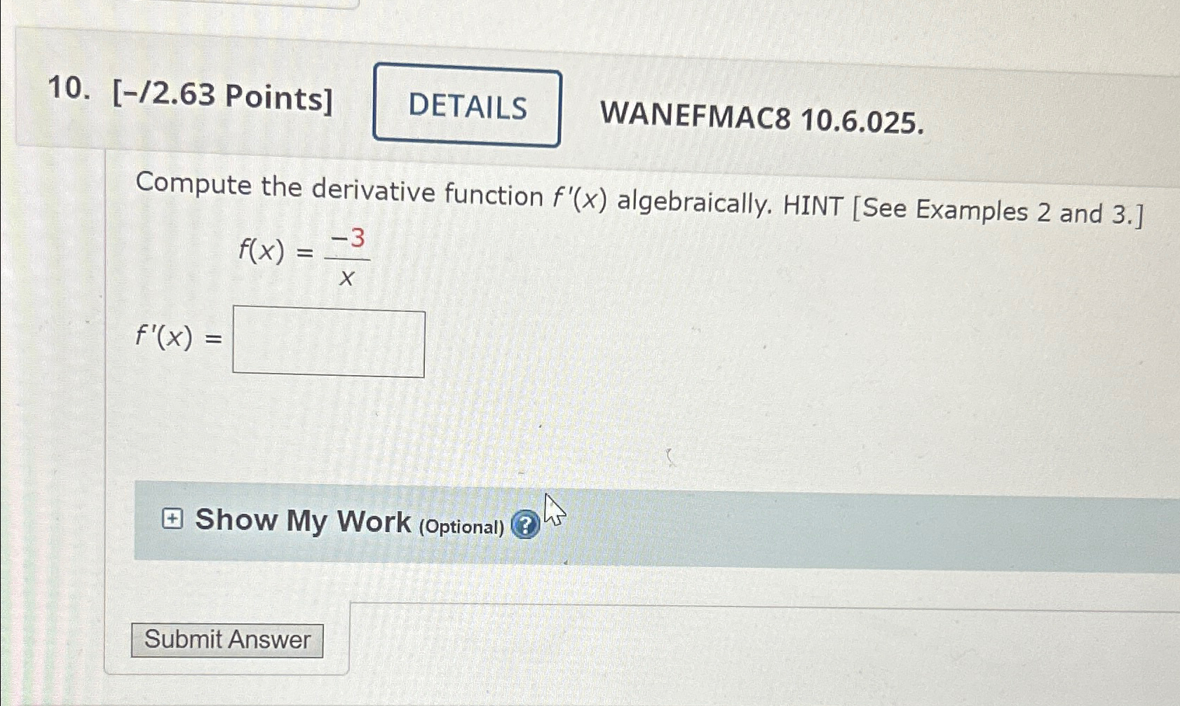 Solved Points]wanefmac8 10 6 025 Compute The Derivative