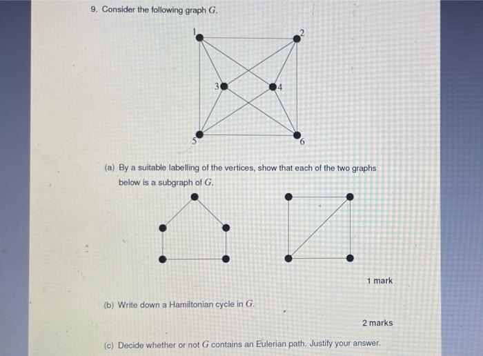 Solved 9. Consider the following graph G. (a) By a suitable | Chegg.com