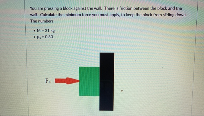 Solved You are pressing a block against the wall. There is | Chegg.com